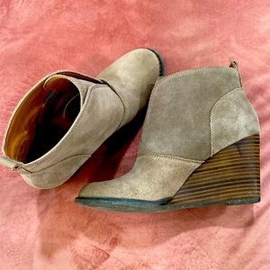 Taupe suede wedge bootie by BCBG Generation- size 8